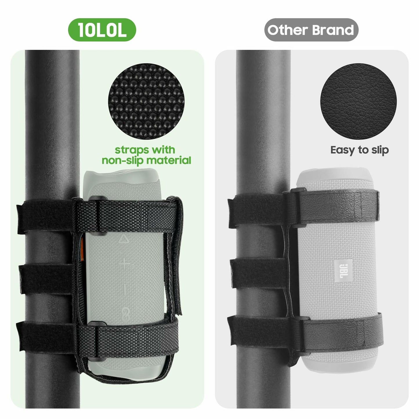 10L0L Adjustable Golf Cart Speaker Mount Black PVC Strap for Yamaha EZGO