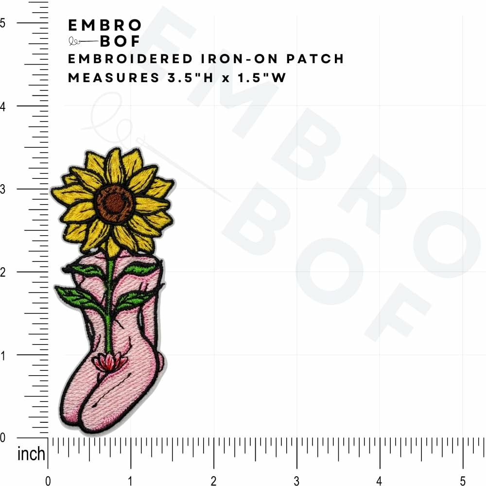 EMBRO BOF Sunflower Iron On Patch 3.5in Colorful Embroidered Flower