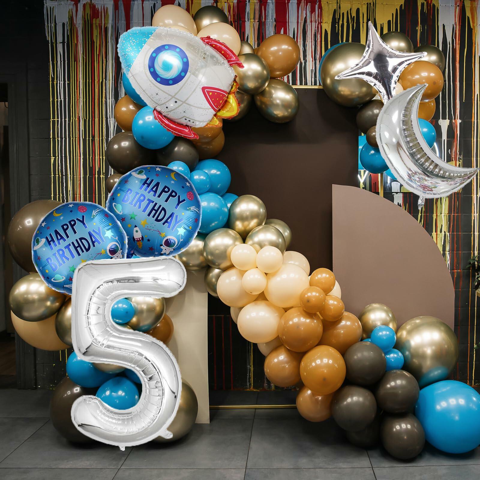 HXOUSE 6Pcs Extra Large Space Balloon Set Rocket Moon Planet 40" No.5