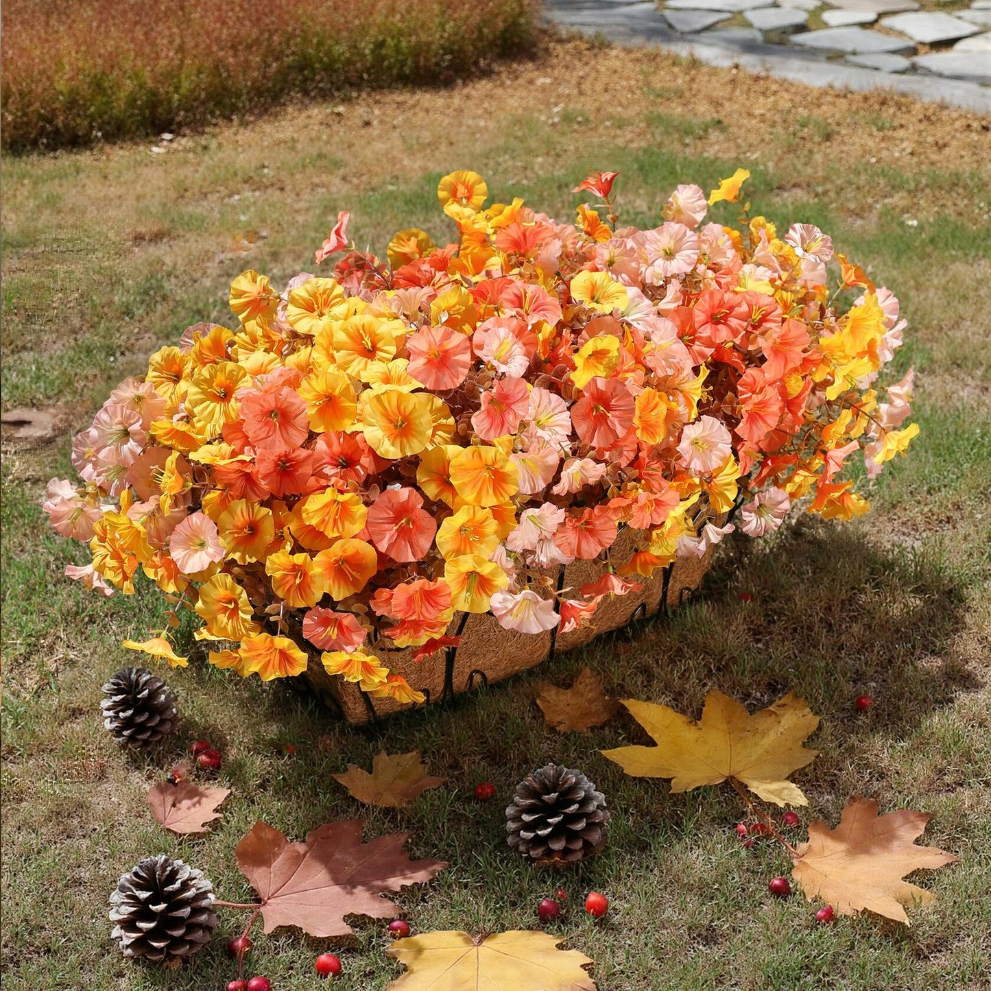 HyeFlora Artificial Mums Fall Flowers 12 Bundles Silk Morning Glory Mix