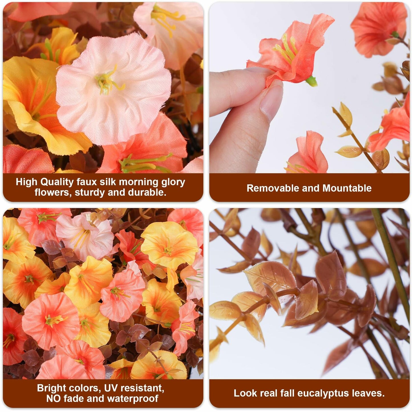 HyeFlora Artificial Mums Fall Flowers 12 Bundles Silk Morning Glory Mix