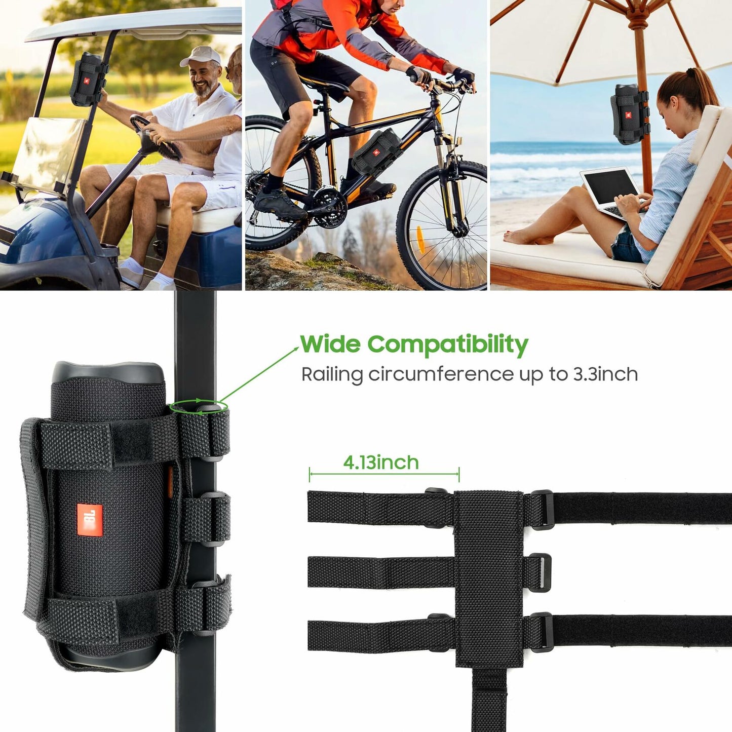 10L0L Adjustable Golf Cart Speaker Mount Black PVC Strap for Yamaha EZGO