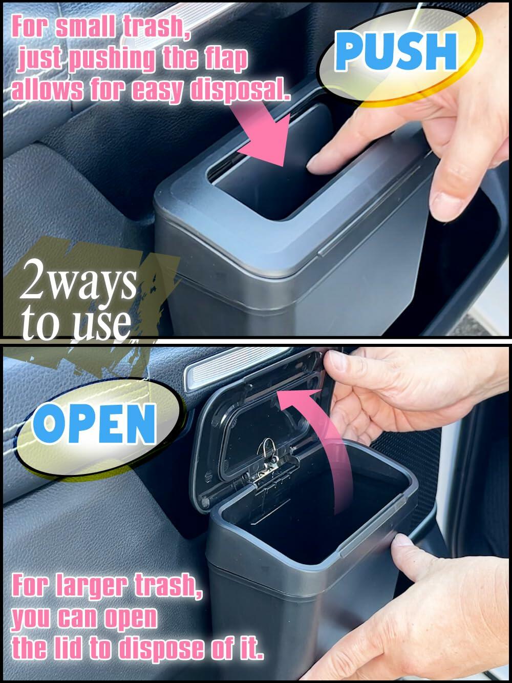 EXEA Car Trash Can Two-Way Open Door Pocket Easy Disposal GS-101 Japan