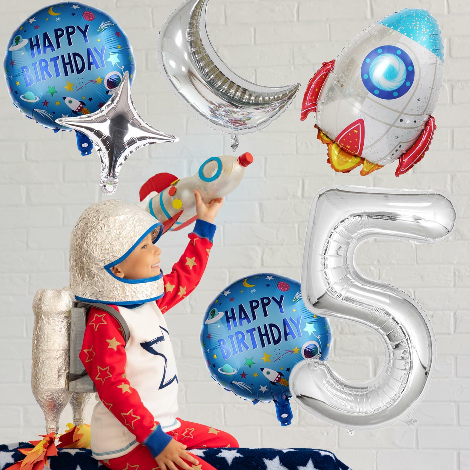 HXOUSE 6Pcs Extra Large Space Balloon Set Rocket Moon Planet 40" No.5