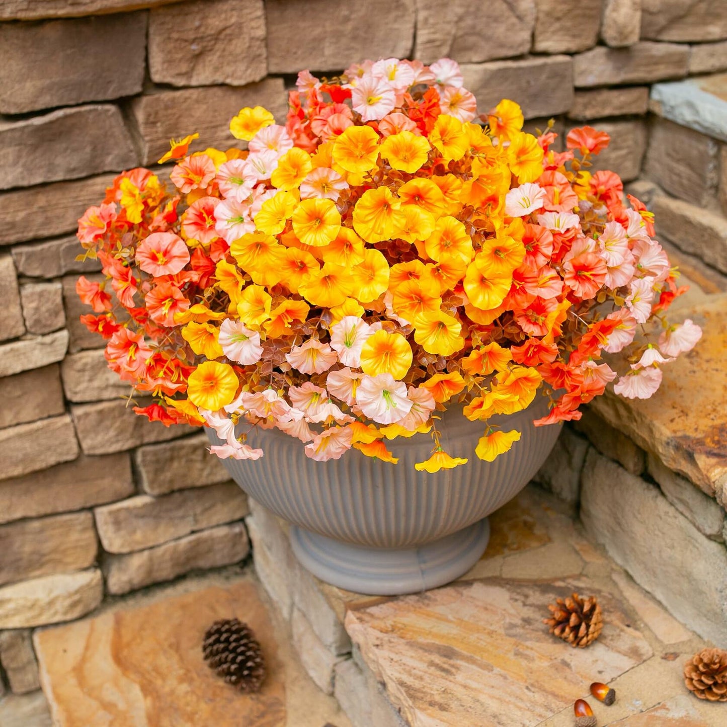 HyeFlora Artificial Mums Fall Flowers 12 Bundles Silk Morning Glory Mix