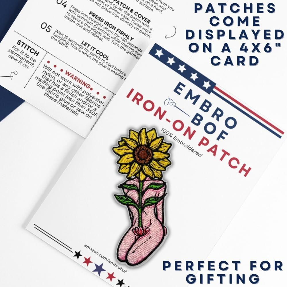 EMBRO BOF Sunflower Iron On Patch 3.5in Colorful Embroidered Flower