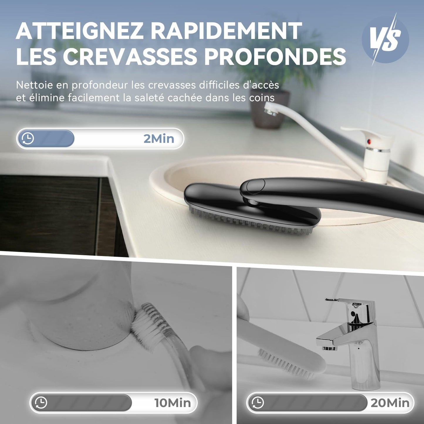 Cleangor Rotatebrush Rotating Crevice Cleaning Brush Black 1 Count