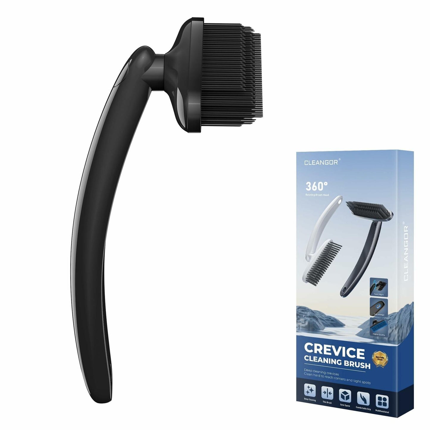 Cleangor Rotatebrush Rotating Crevice Cleaning Brush Black 1 Count