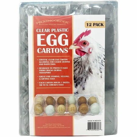Pecking Order Clear Plastic Egg Cartons 12 Pack Reusable Clear Containers