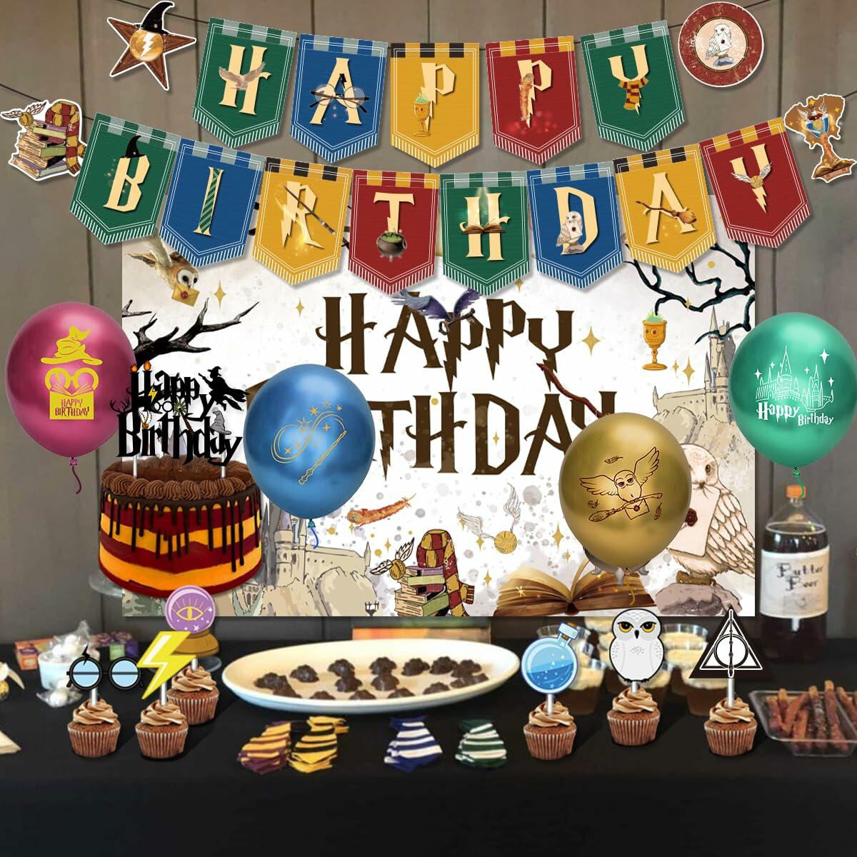 EIFFTER Wizard Birthday Party Decor Supplies Backdrop Balloon Garland White