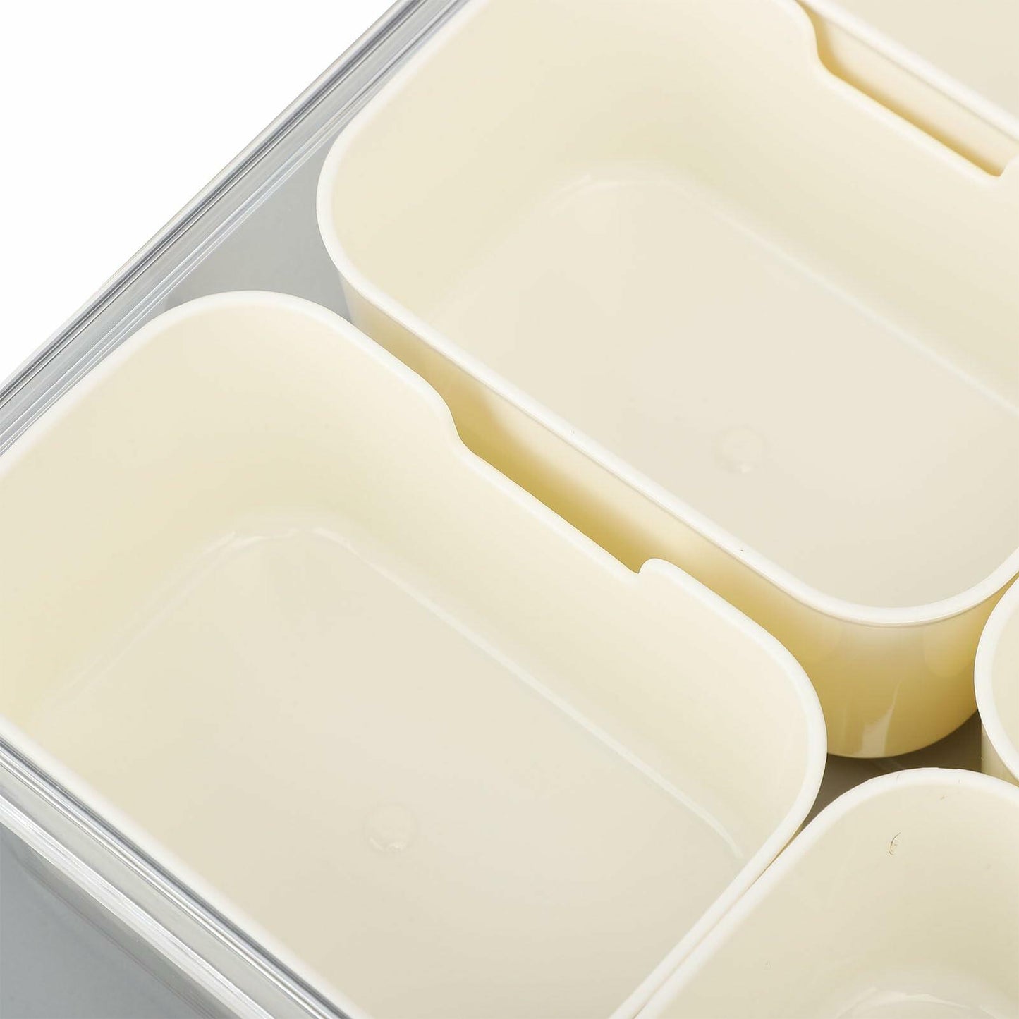 SIXRUN Condiment Serving Tray 8 Compartments Plastic Small White