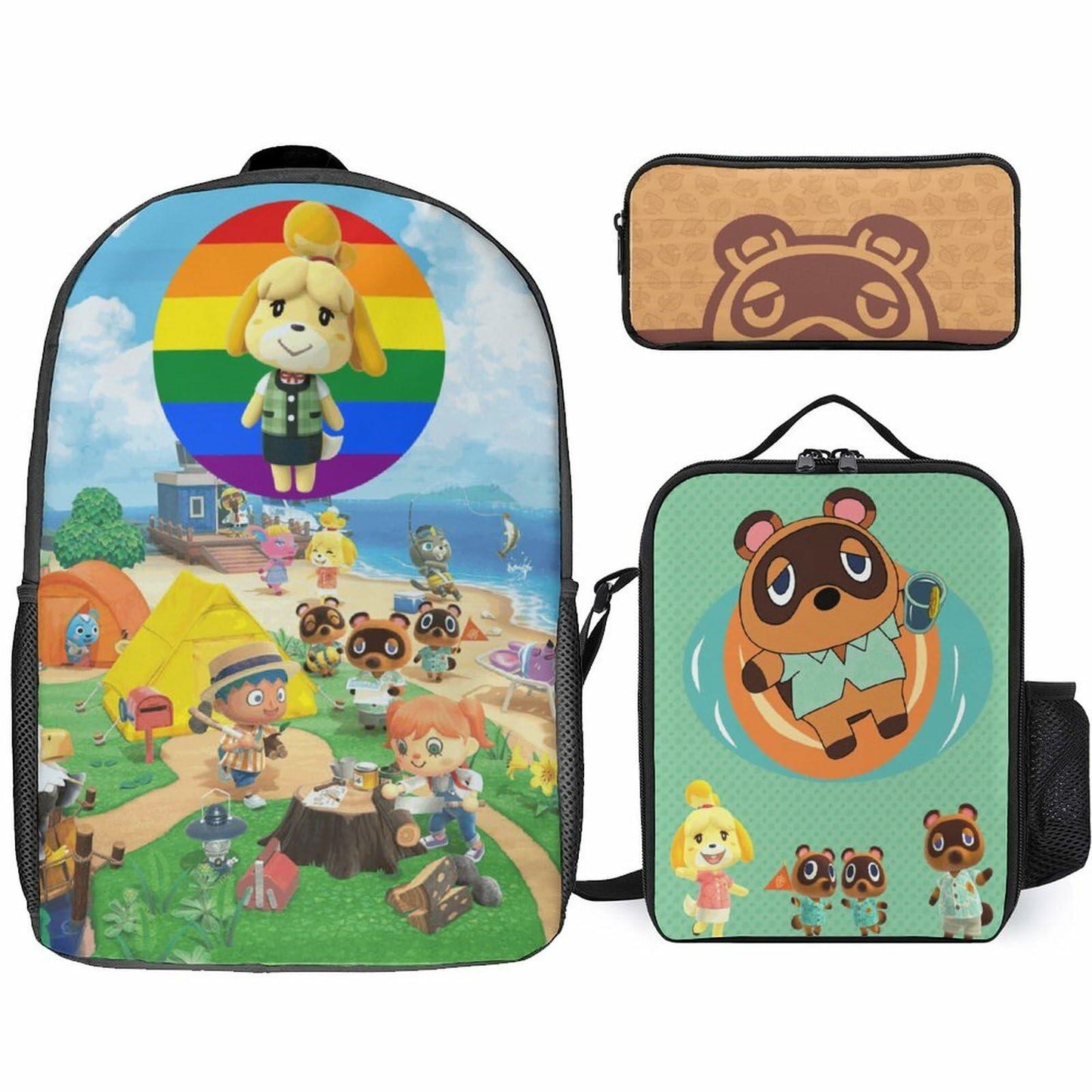 BAHELS 3PC Backpack Insulated Lunch Bag Pencil Case Youth Teens Wednes-1