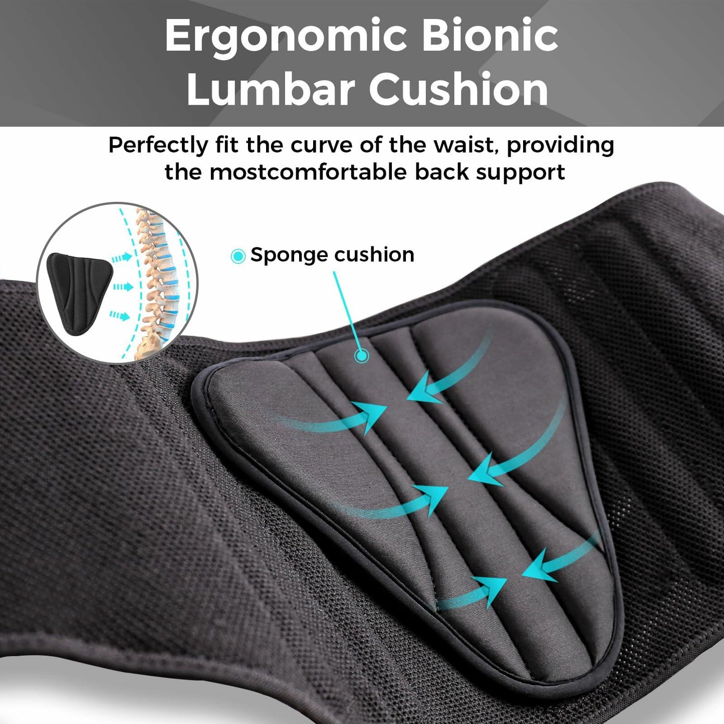 YAHA Back Brace Lower Back Support with Lumbar Pad 5 Stays Black Size XXL