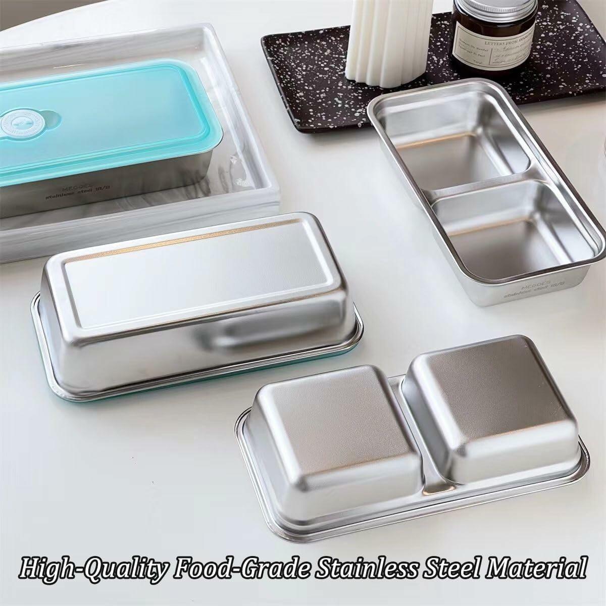 LIGIDAR Reusable Snack Containers 2pcs Stainless Steel Double Compartment