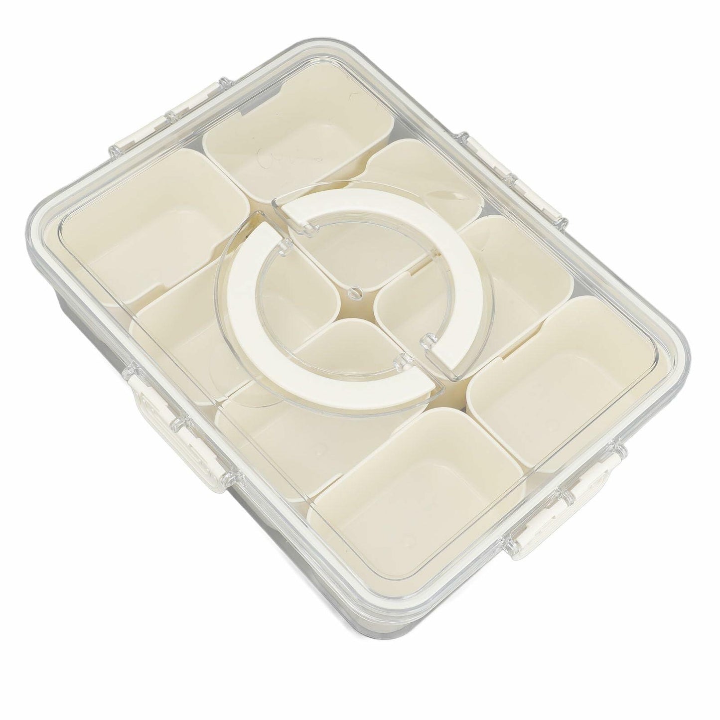 SIXRUN Condiment Serving Tray 8 Compartments Plastic Small White