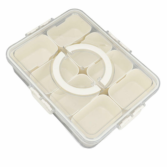 SIXRUN Condiment Serving Tray 8 Compartments Plastic Small White