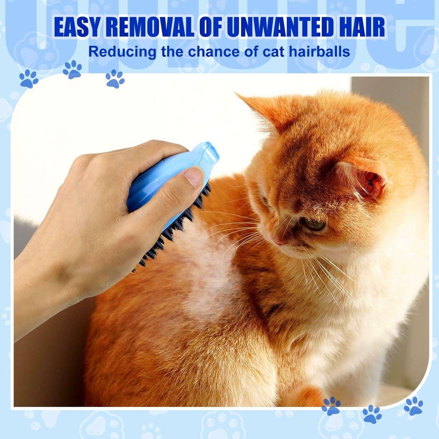 4-in-1 Cat Steam Brush Spritz Defur Comb Indoor Blue Pet Grooming Tool