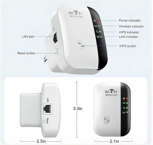 TGDLLF WiFi Extender Signal Booster 5000 Sq.Ft 50 Devices Ethernet Port