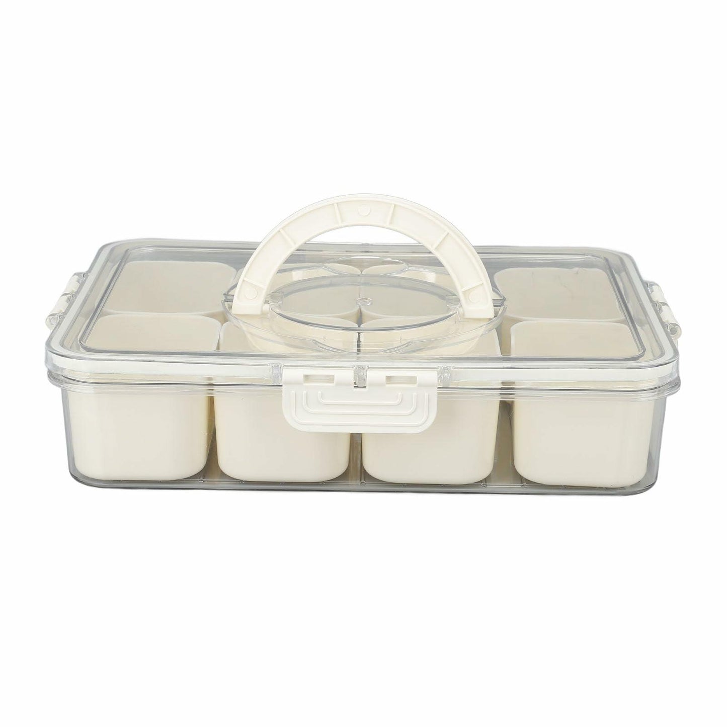 SIXRUN Condiment Serving Tray 8 Compartments Plastic Small White