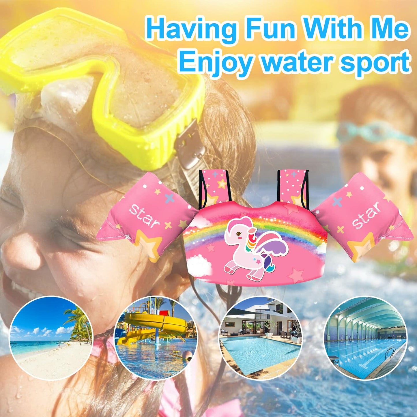 Chriffer Kids Swim Vest Life Jacket Toddler 30-55lbs Size