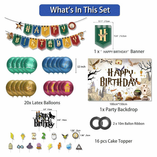 EIFFTER Wizard Birthday Party Decor Supplies Backdrop Balloon Garland White