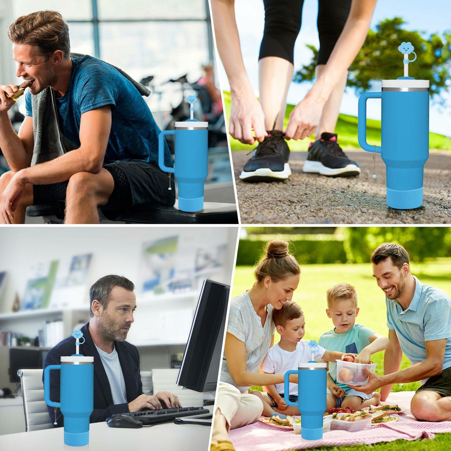 RGQHM Stanley Cup Accessories Set 5PCS 30/40oz Tumbler White Silicone Halloween