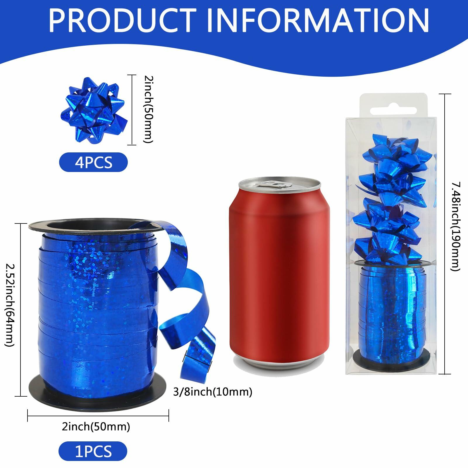 CEOWOIUN Pink Glitter Curling Ribbon Metallic 4PCS 2in & 3/8in x 10yds