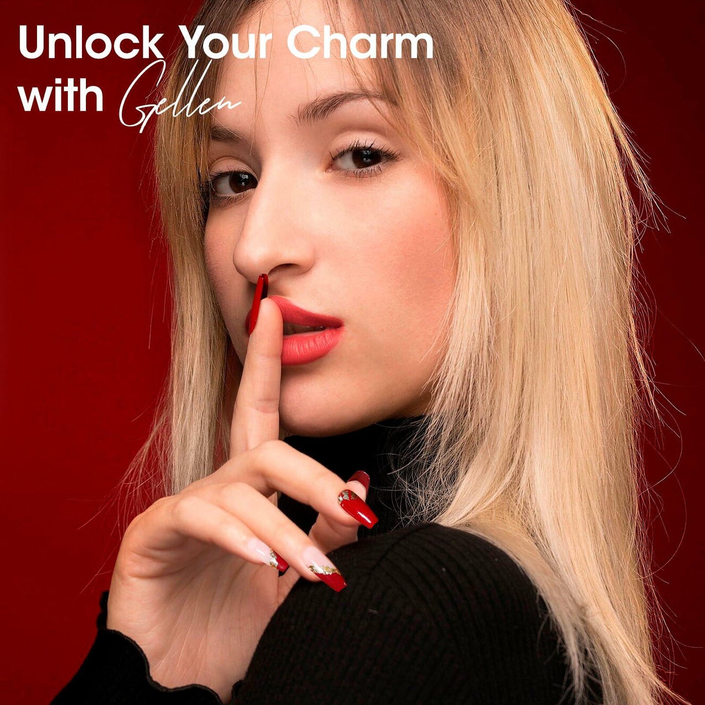 GELLEN Gel Nail Polish Set 6 Colors Burgundy Red Glitter Crimson Celebration