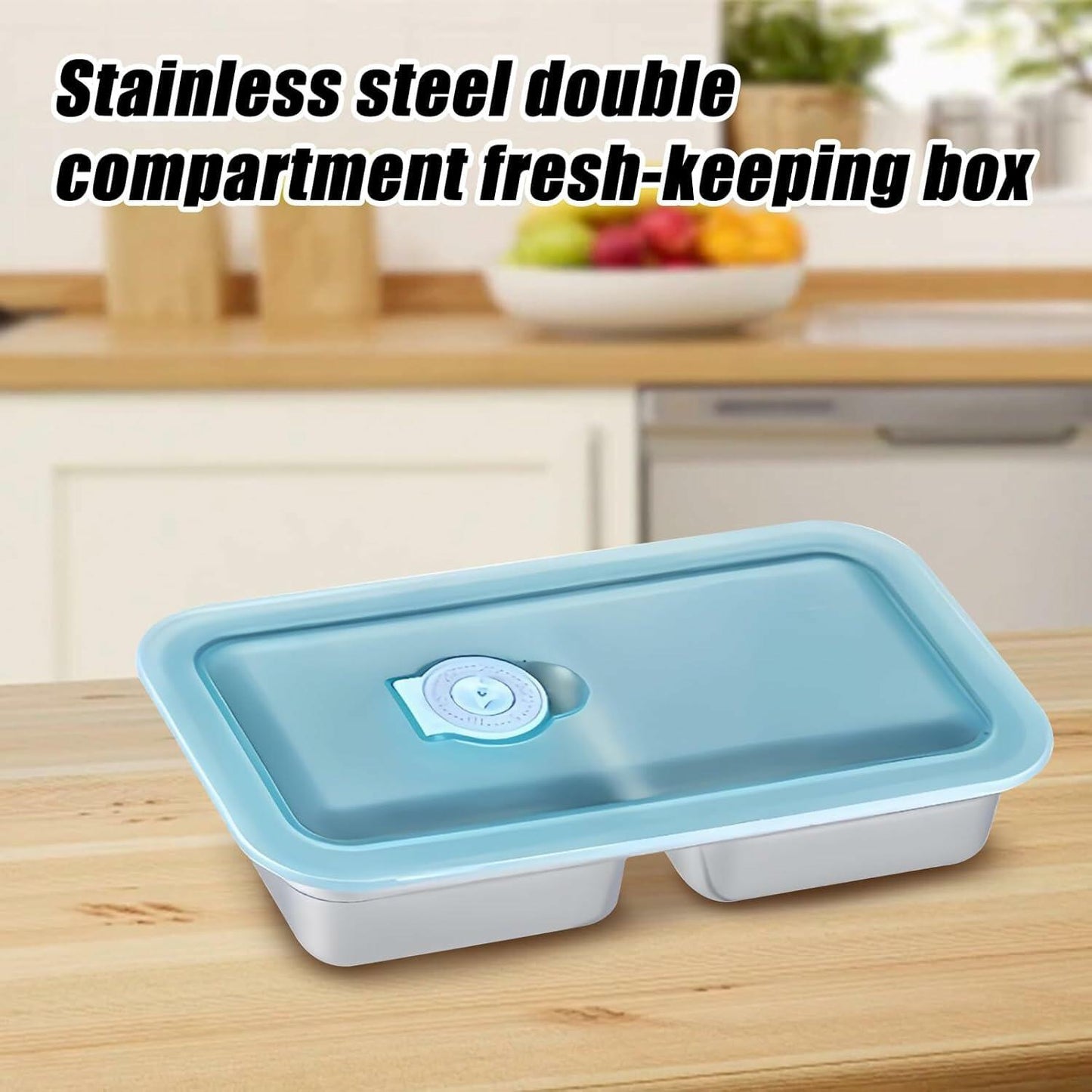 LIGIDAR Reusable Snack Containers 2pcs Stainless Steel Double Compartment