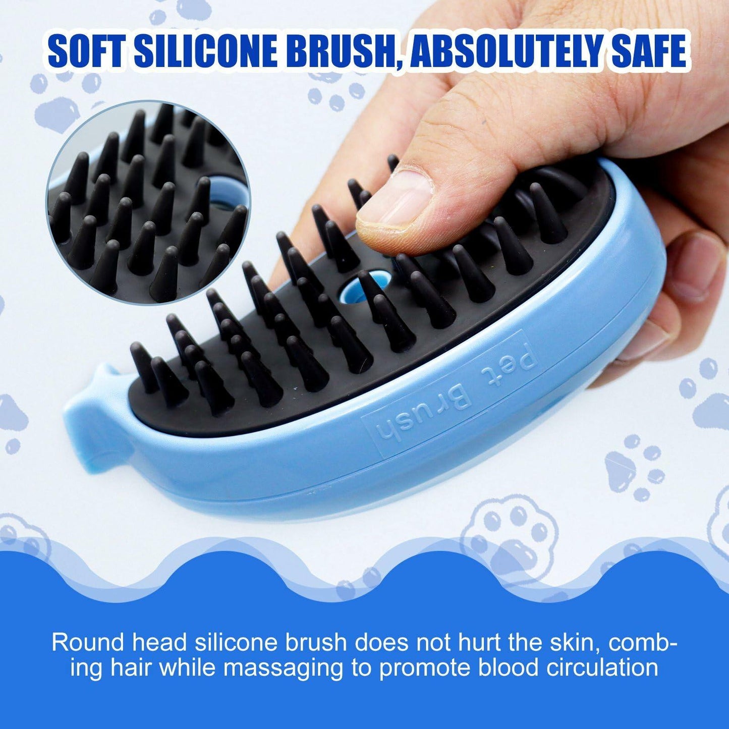4-in-1 Cat Steam Brush Spritz Defur Comb Indoor Blue Pet Grooming Tool