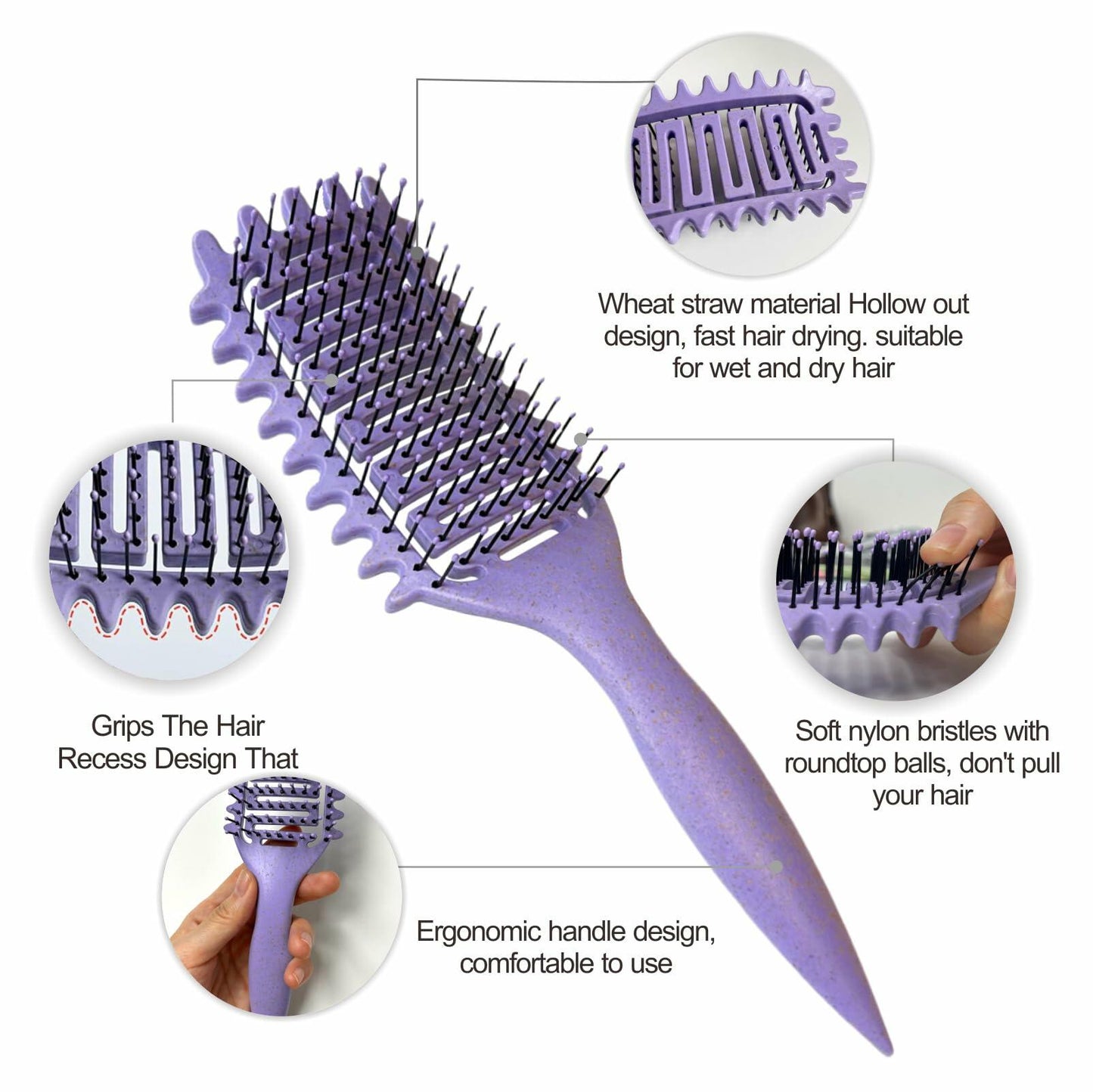 Azxewa Curl Defining Vented Hair Brush Purple Plastic