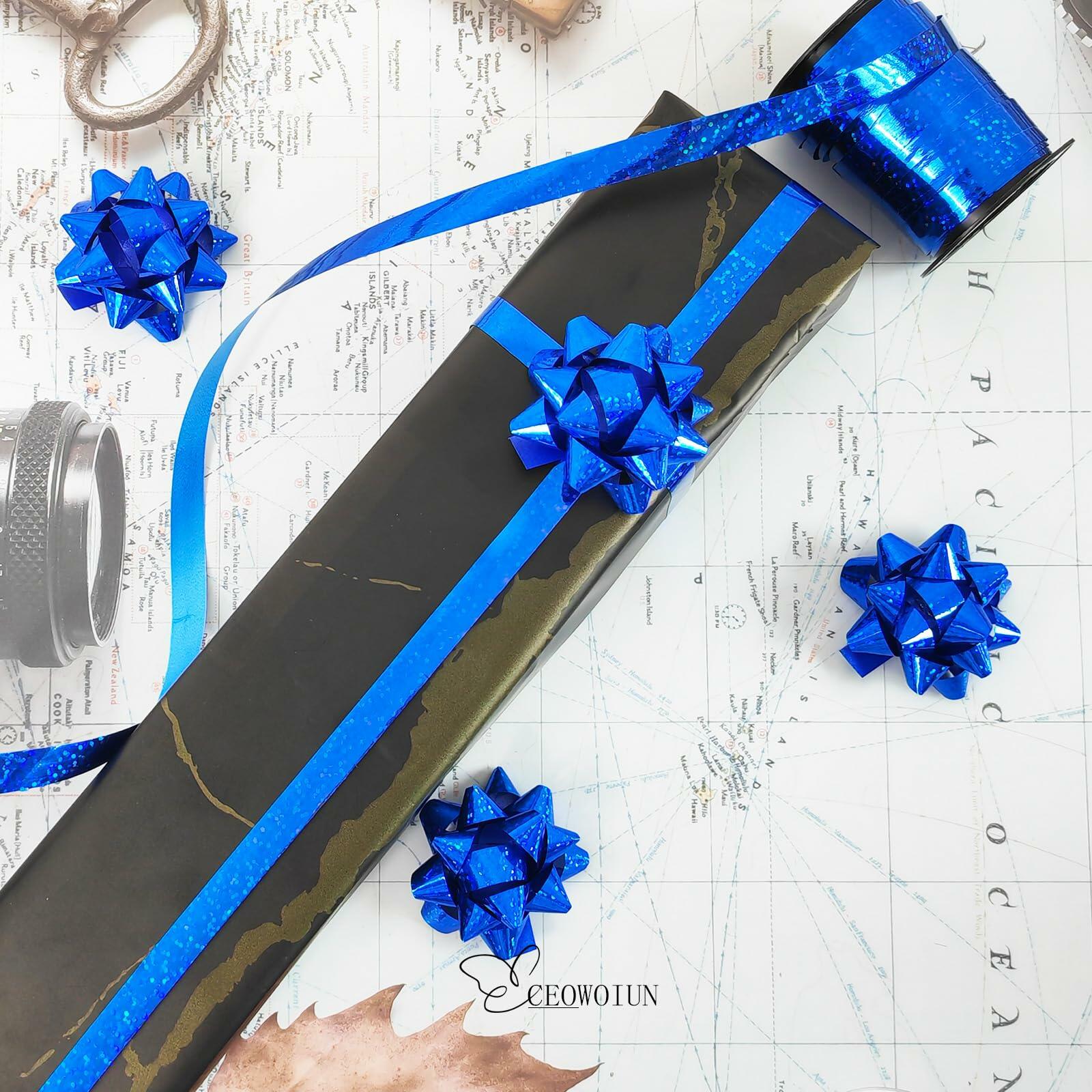 CEOWOIUN Pink Glitter Curling Ribbon Metallic 4PCS 2in & 3/8in x 10yds