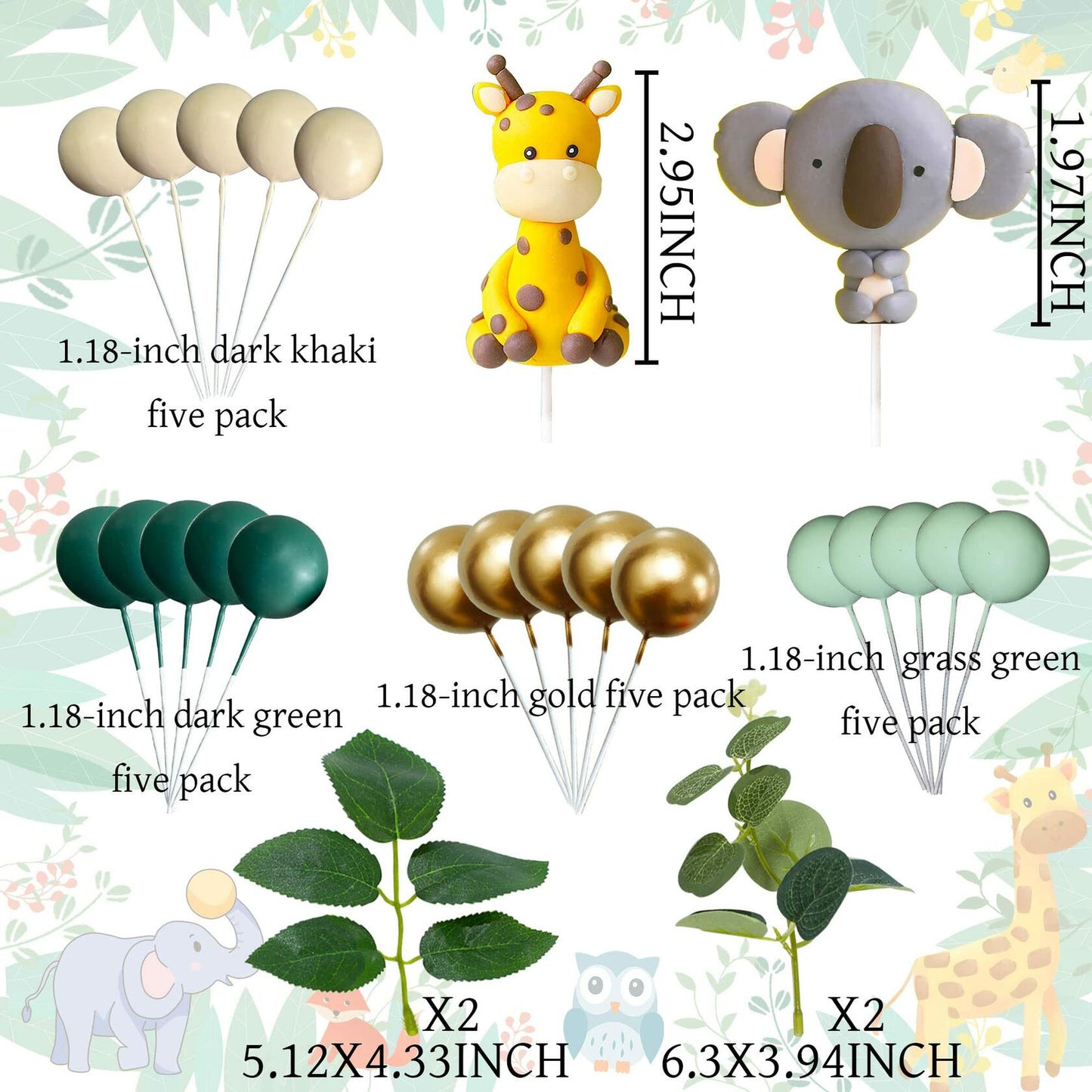 JeVenis Jungle Safari Animals Baby Shower Cake Decoration Wild One Topper