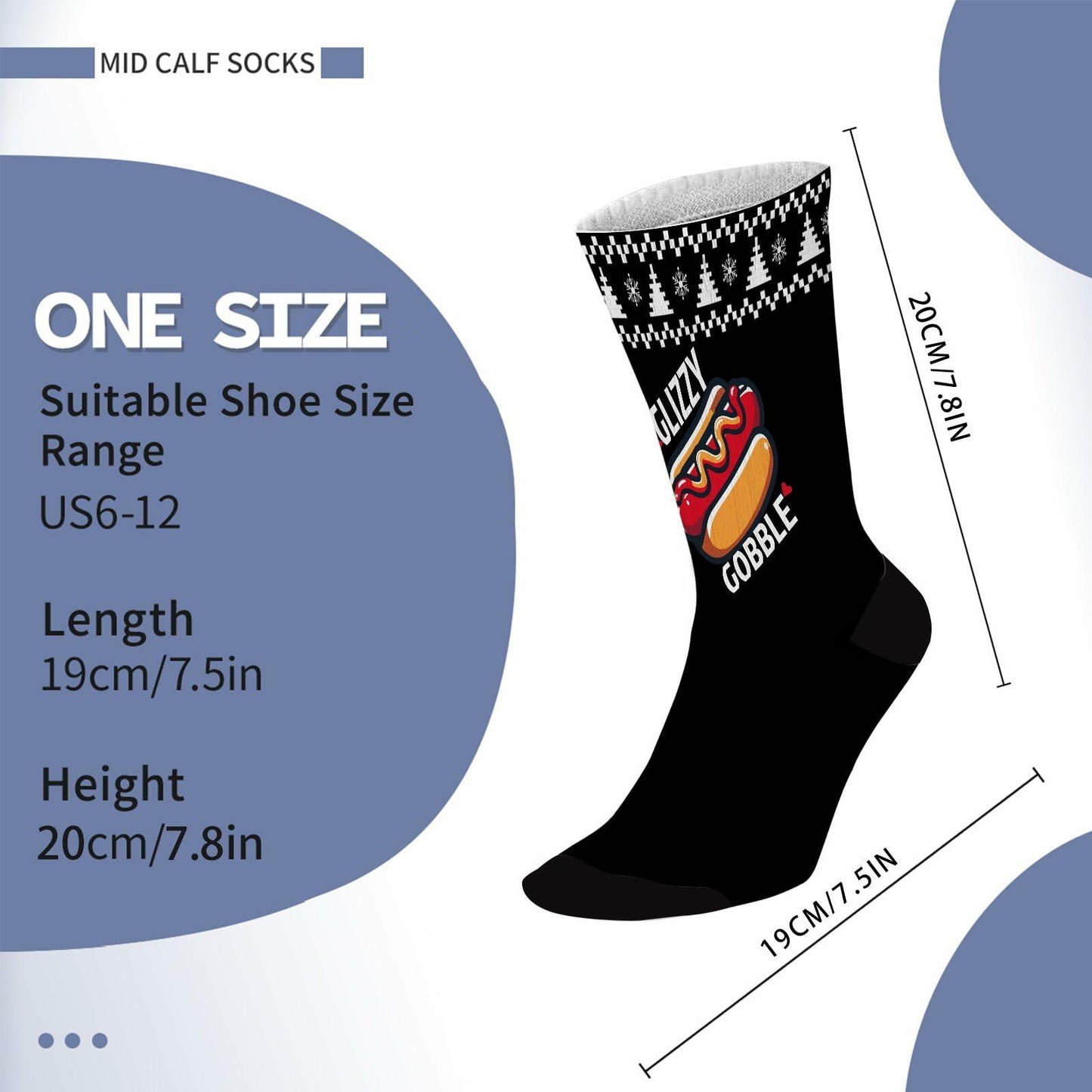 Generic Hot Dog Gobble Socks Unisex Half Calf White Polyester Print