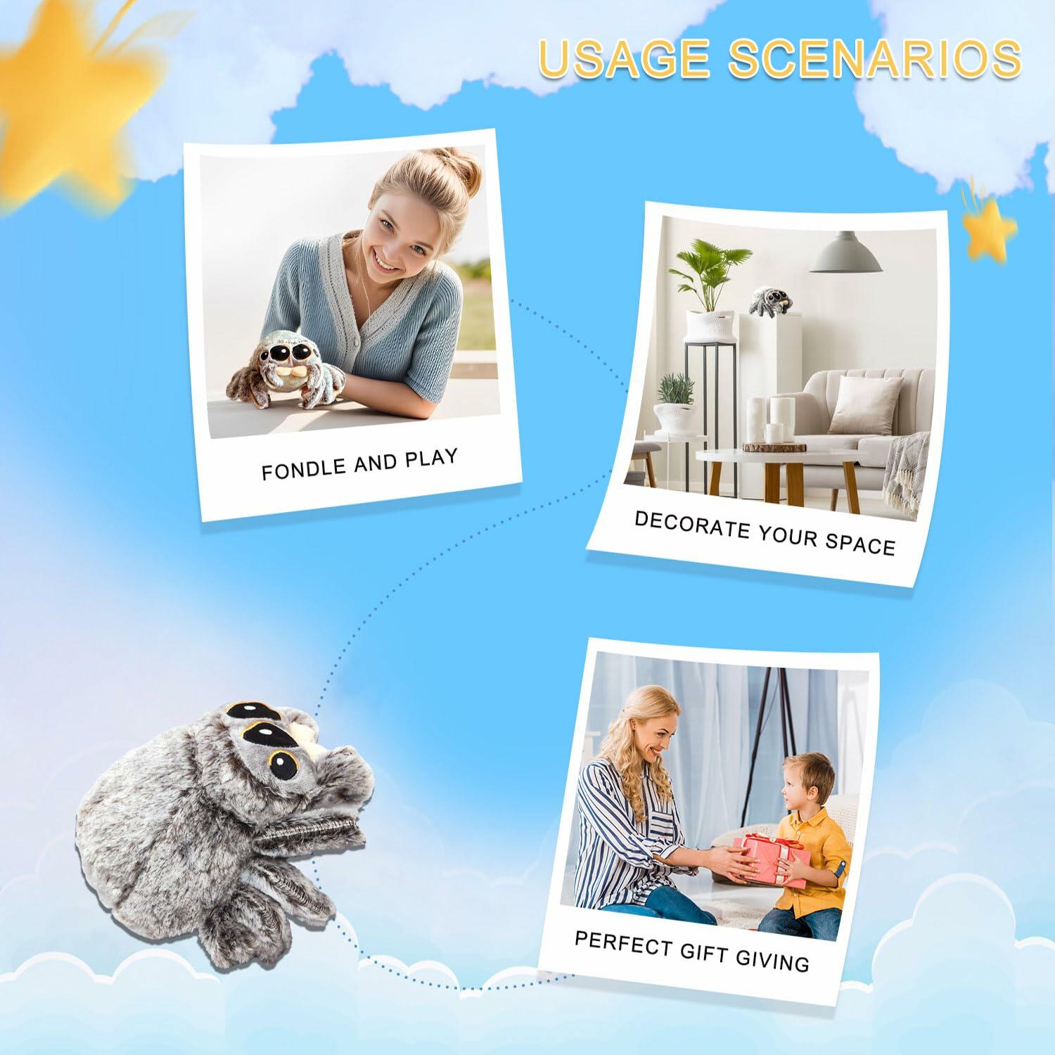 Nenzhu Spider Plush 6.9in Brown Cute Jumping Stuffed Animal Kids 3+ Size 6.9in