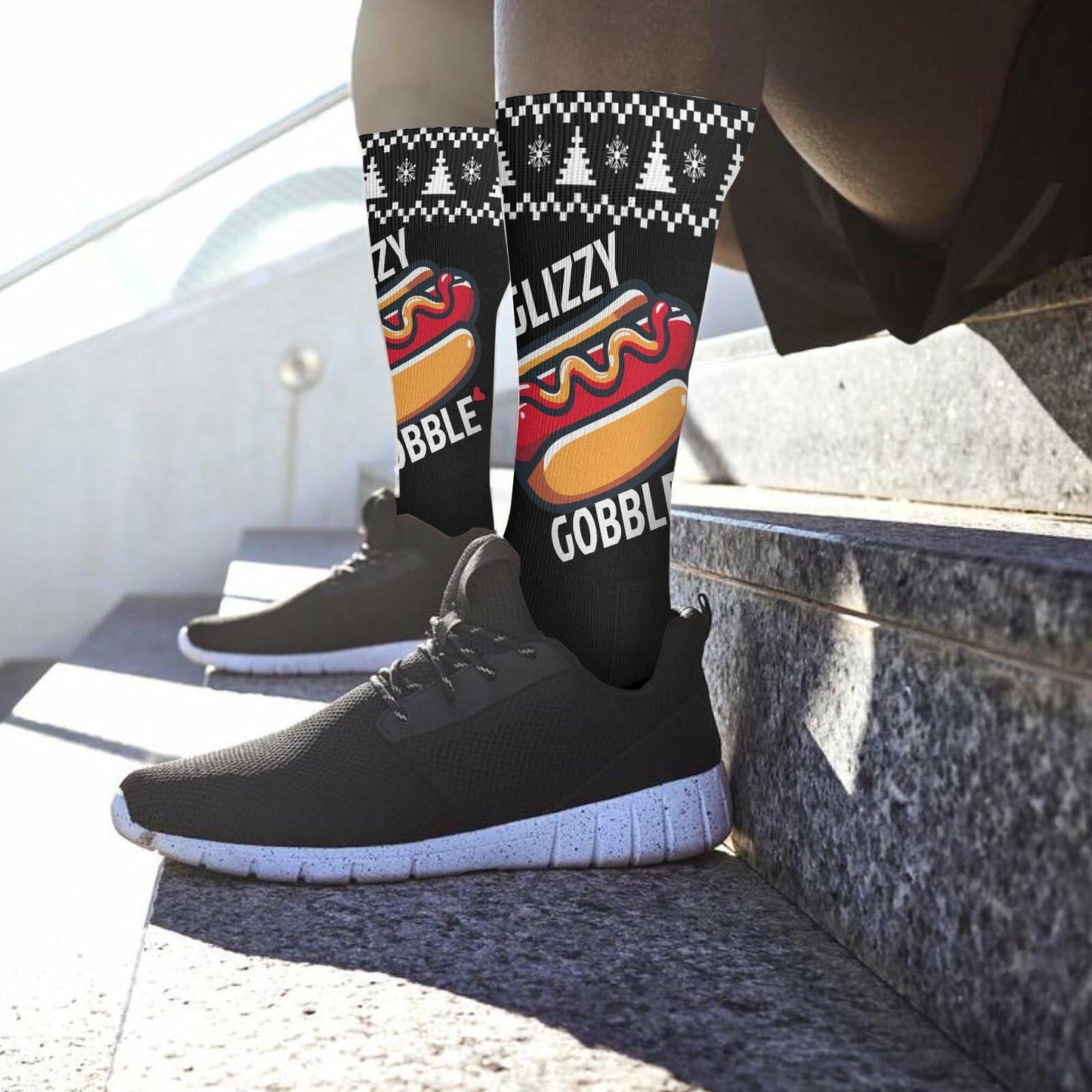 Generic Hot Dog Gobble Socks Unisex Half Calf White Polyester Print