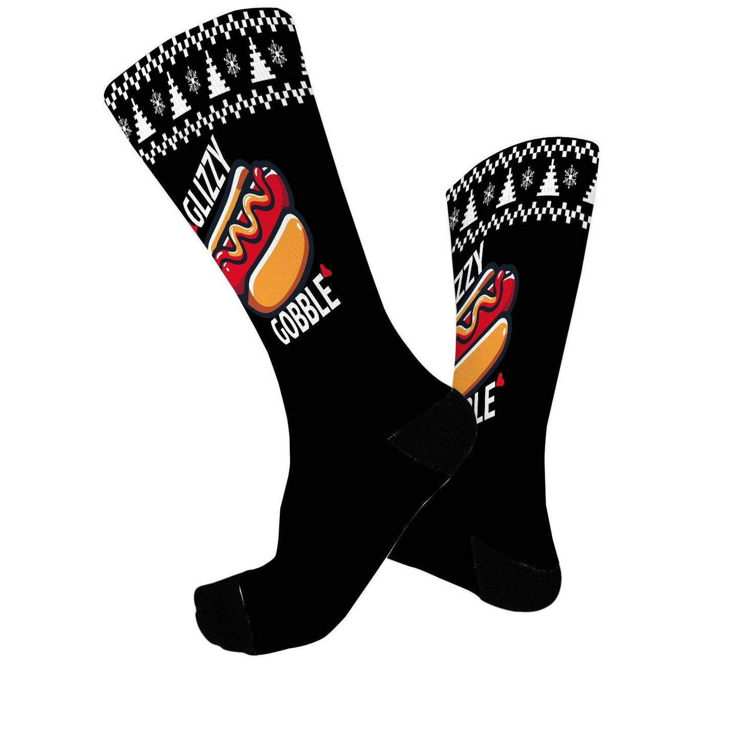 Generic Hot Dog Gobble Socks Unisex Half Calf White Polyester Print