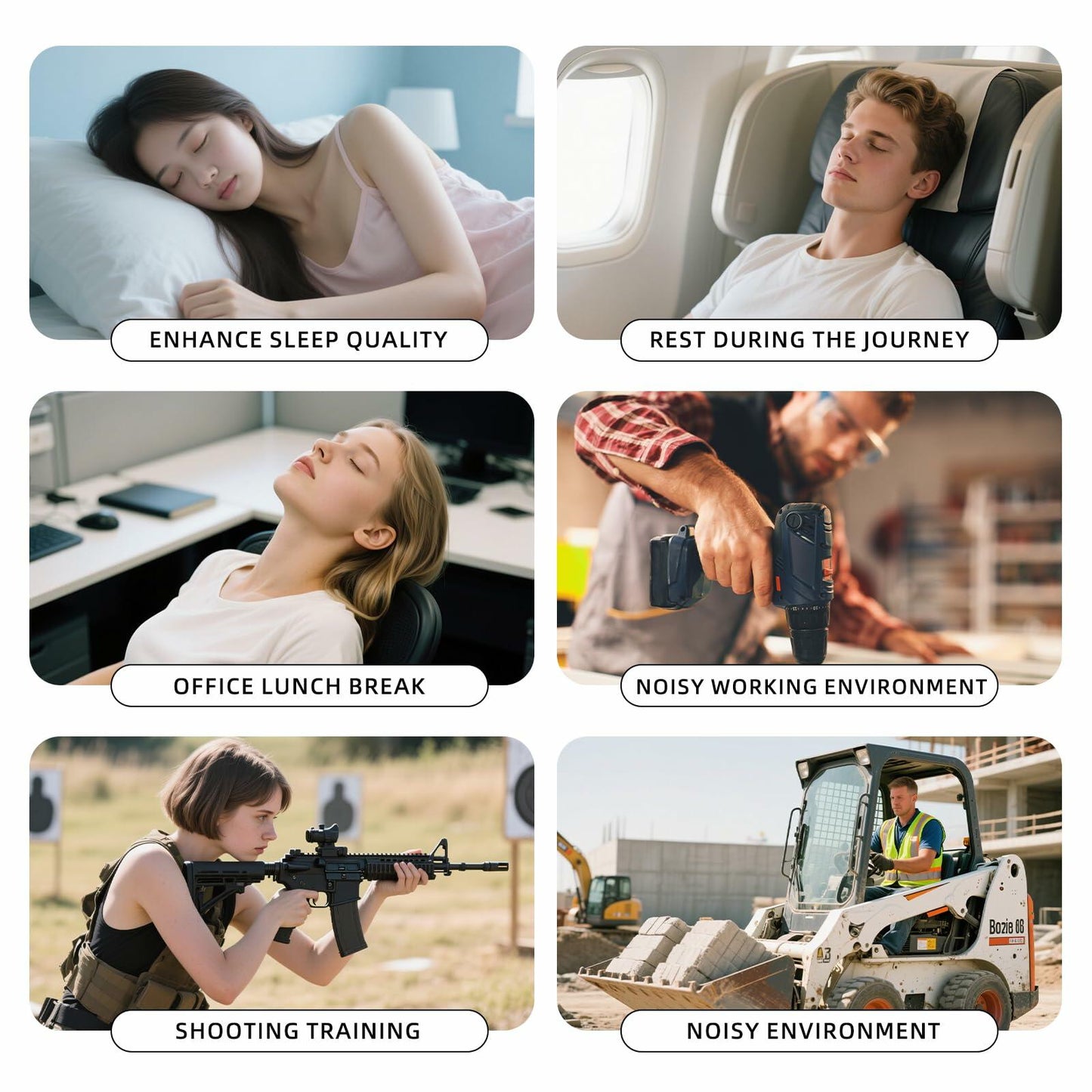 CLOZIAS Noise Cancelling Soft Foam Ear Plugs Green Hearing Protection