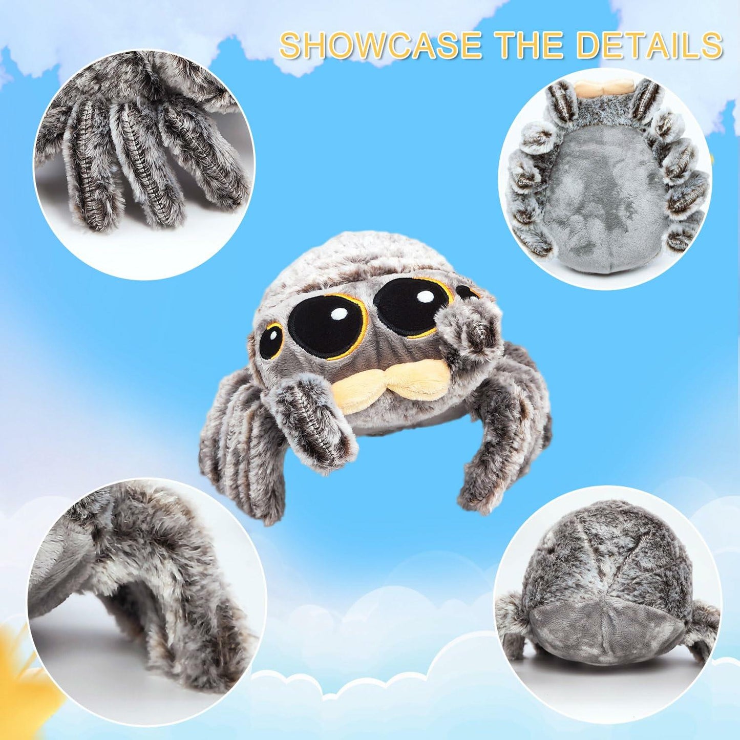 Nenzhu Spider Plush 6.9in Brown Cute Jumping Stuffed Animal Kids 3+ Size 6.9in