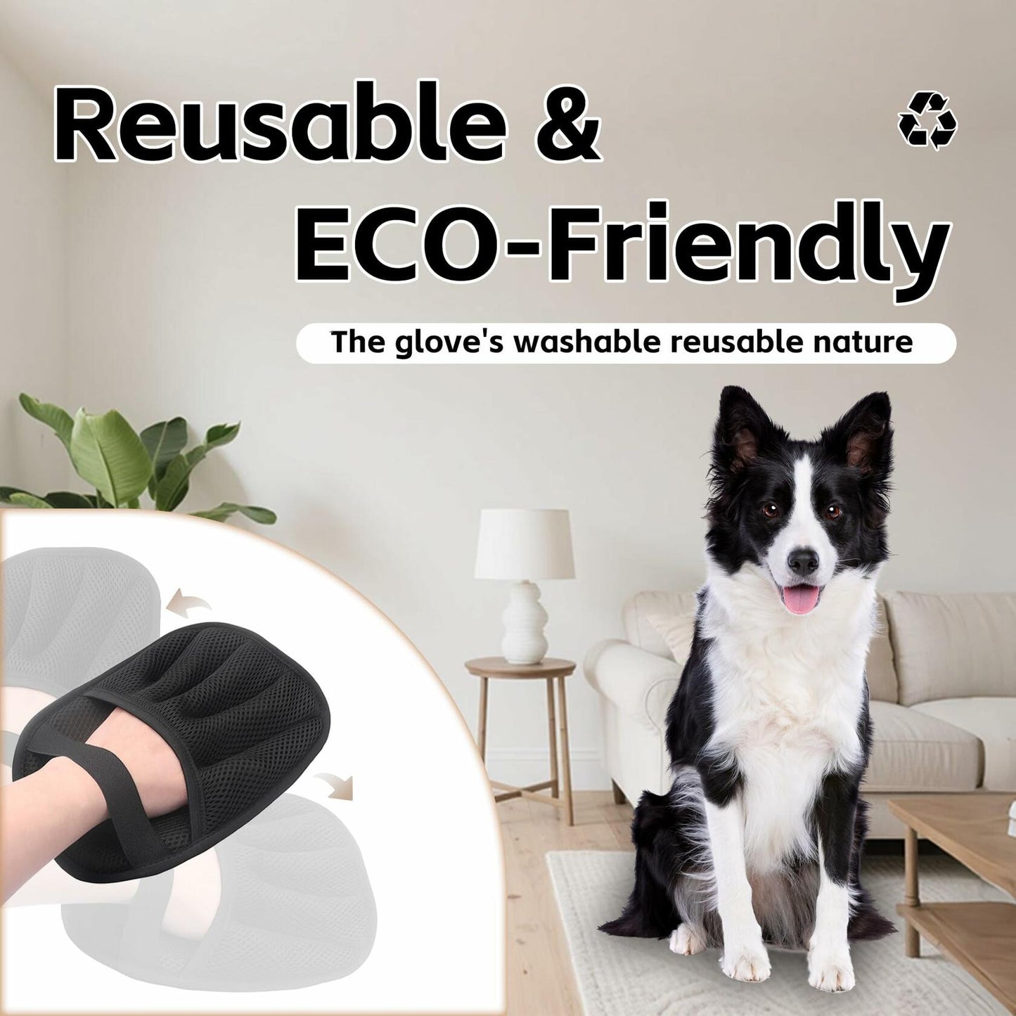 Yangmu 2pcs Electrostatic Pet Hair Remover Gloves for Cats & Dogs Reusable