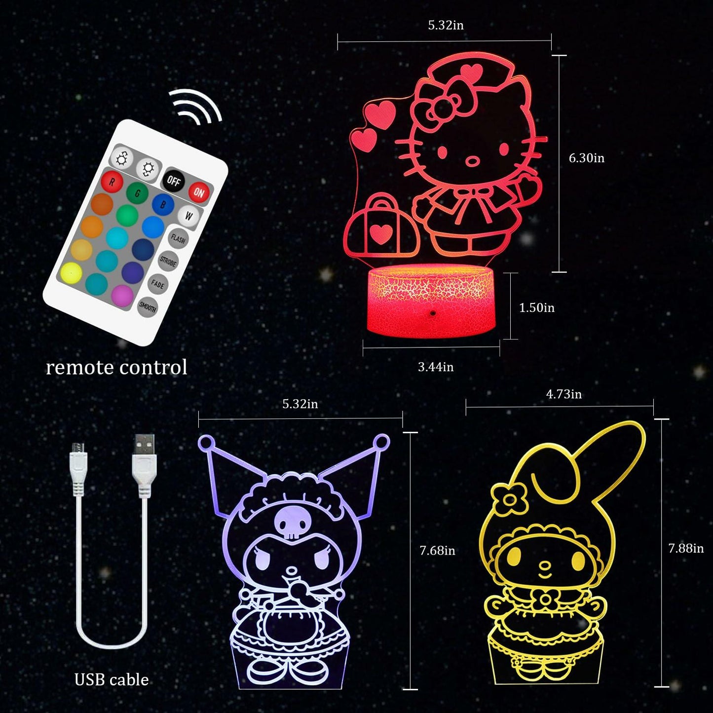 3D Cat Night Light for Kids Room LMHmlylf 16 Colors Remote Touch Lamp Gift