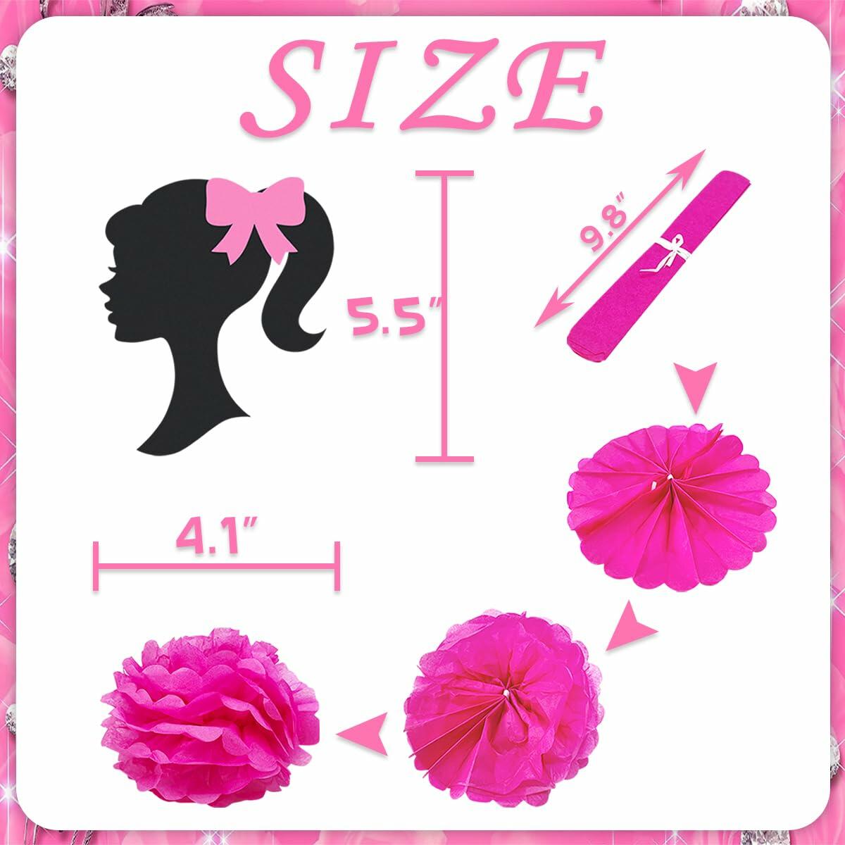 VeSidyHelo Party Centerpieces Girl Theme Glitter Pearls 3D Paper Flowers 4pcs