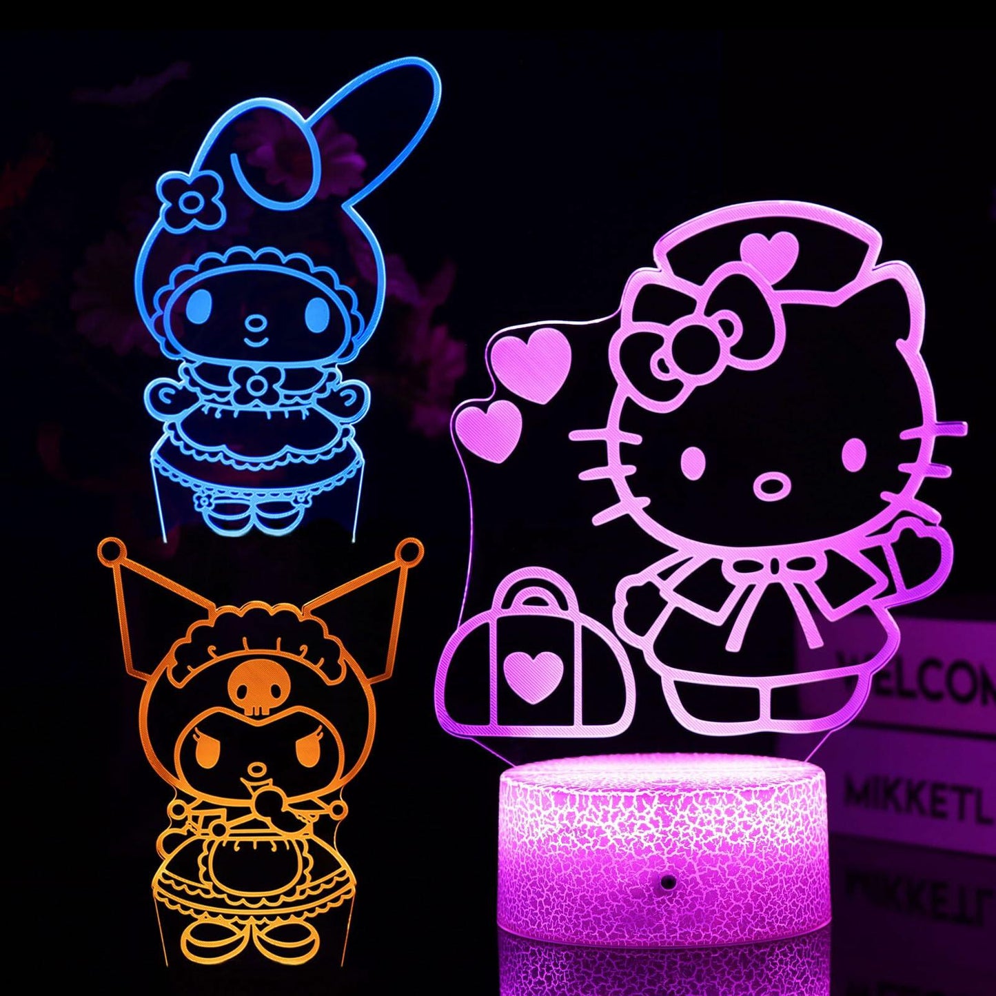 3D Cat Night Light for Kids Room LMHmlylf 16 Colors Remote Touch Lamp Gift