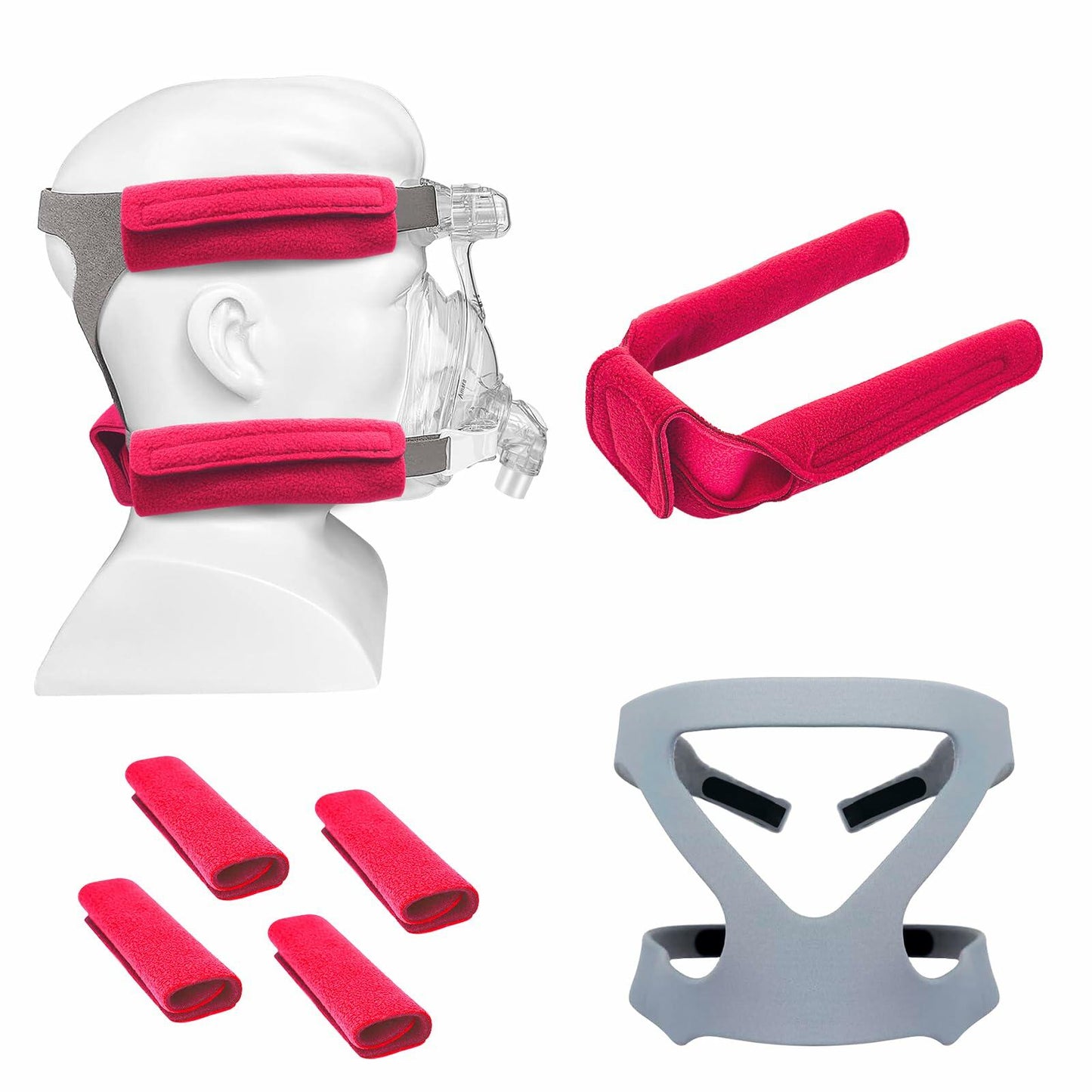 NATAKU 3-in-1 C PAPA Mask Kit with Headgear Straps, 4 Covers, Neck Pads, Box