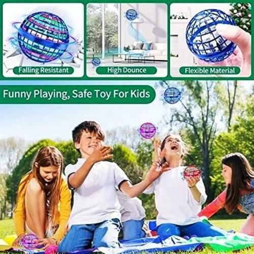 RSNG Flying Orb Ball Spinner Mini Drone 360 Rotating LED Toy Pink