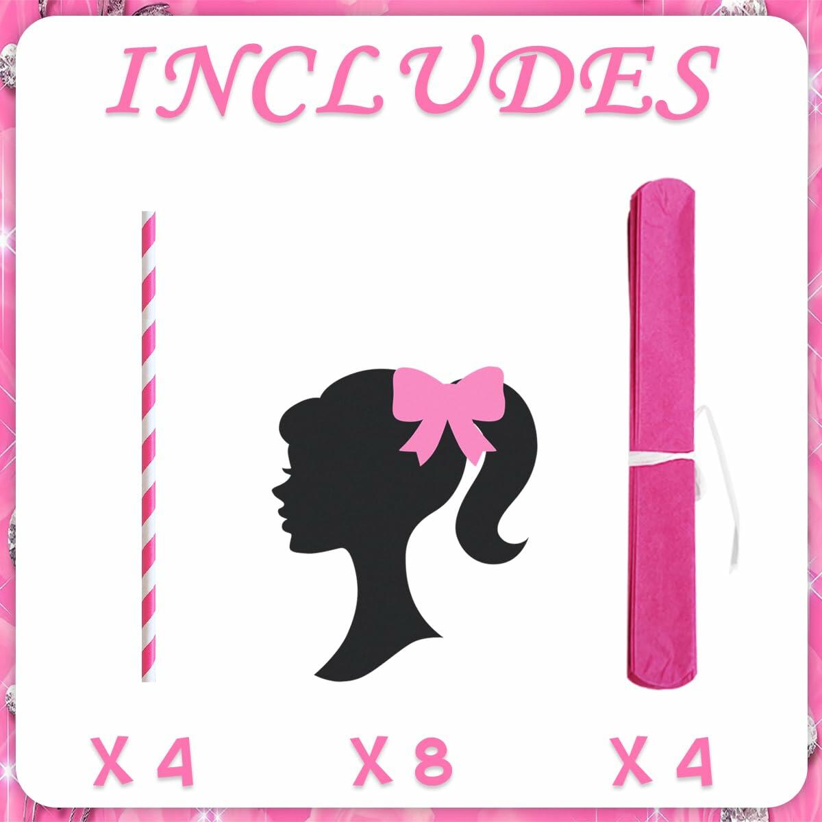 VeSidyHelo Party Centerpieces Girl Theme Glitter Pearls 3D Paper Flowers 4pcs