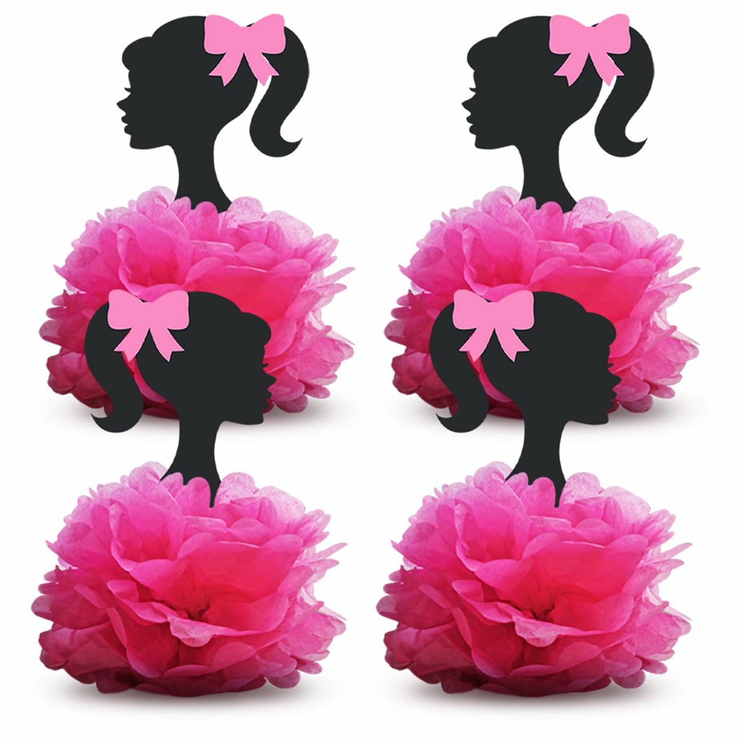 VeSidyHelo Party Centerpieces Girl Theme Glitter Pearls 3D Paper Flowers 4pcs