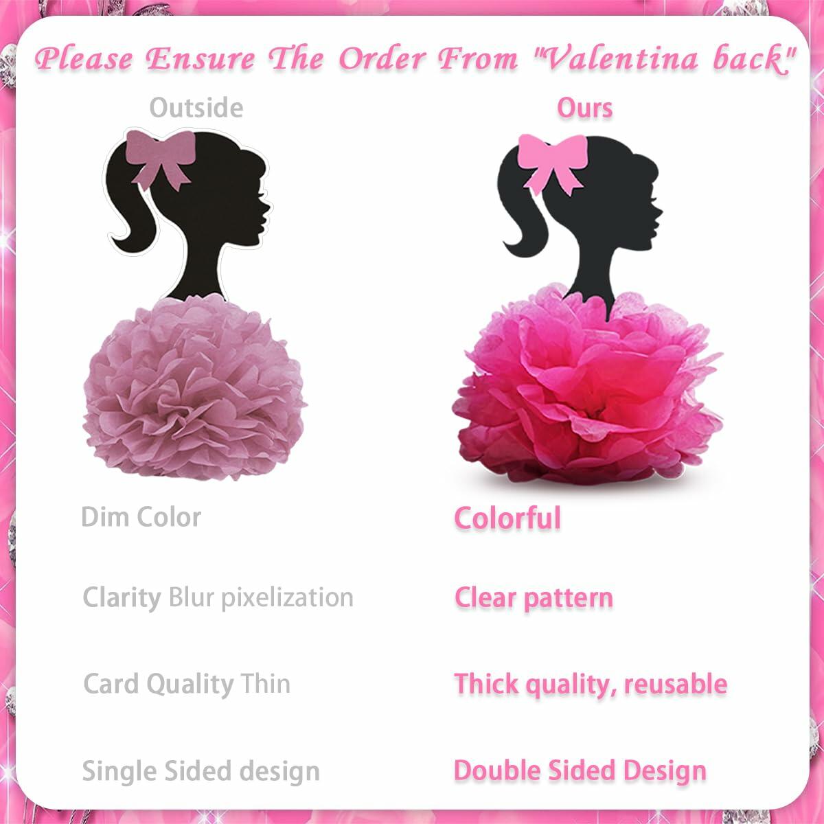 VeSidyHelo Party Centerpieces Girl Theme Glitter Pearls 3D Paper Flowers 4pcs