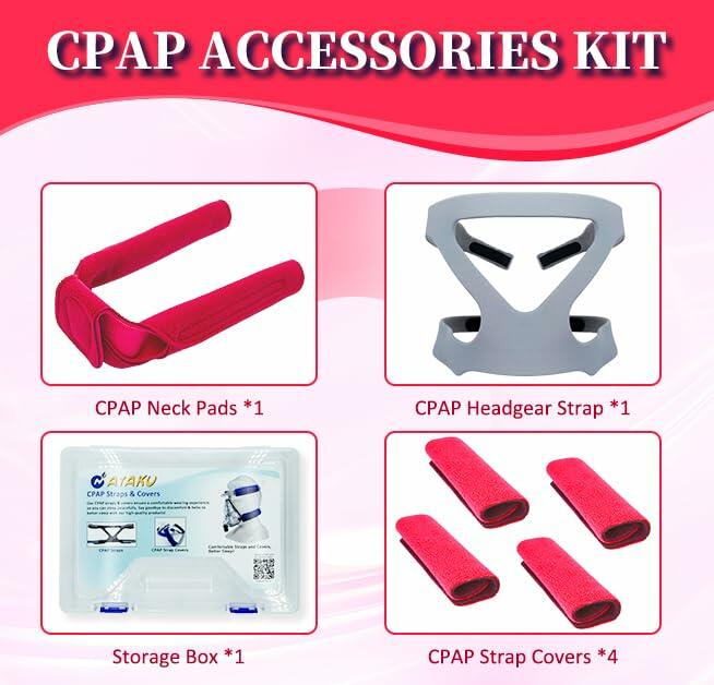 NATAKU 3-in-1 C PAPA Mask Kit with Headgear Straps, 4 Covers, Neck Pads, Box