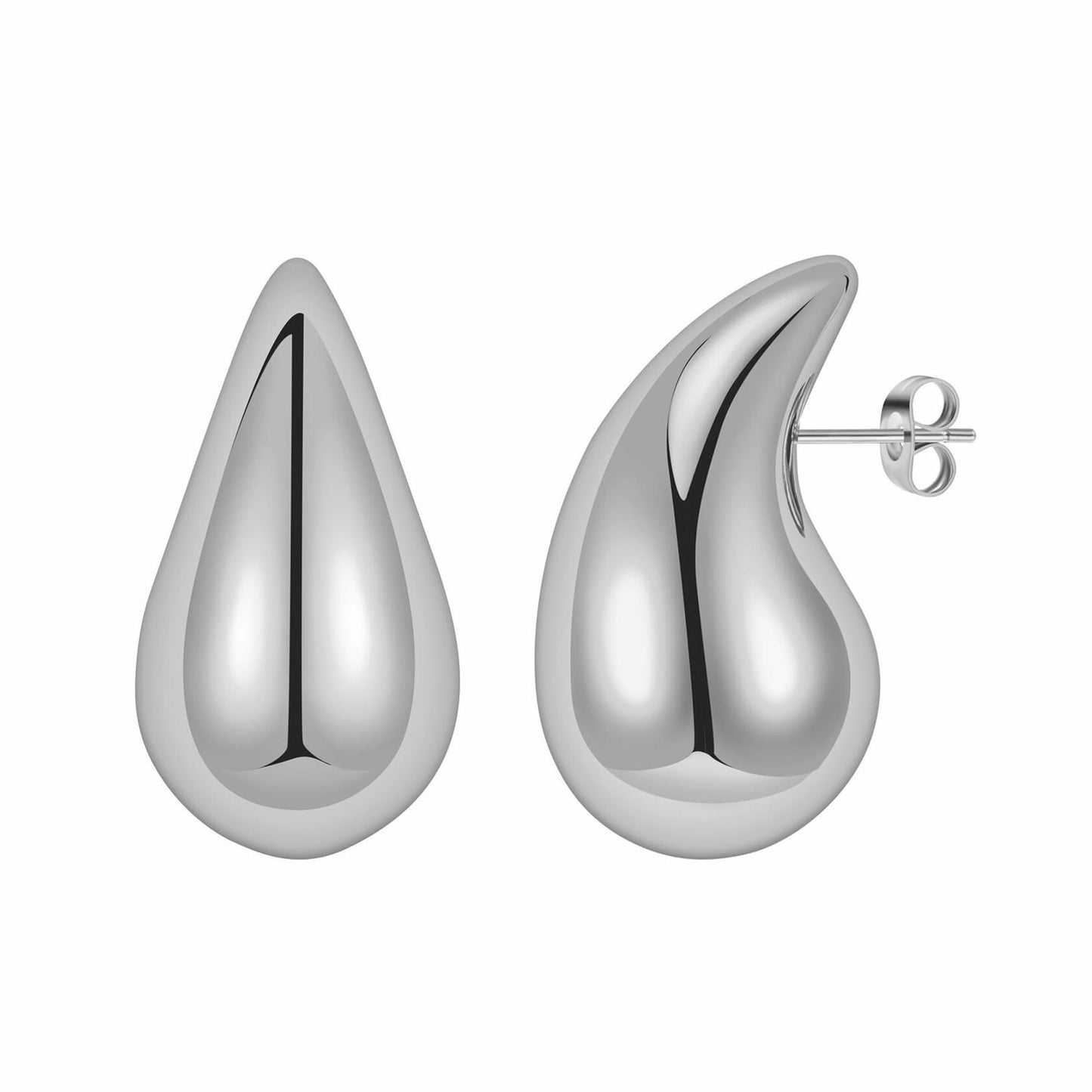 FACOKO Sterling Silver Chunky Teardrop Hoop Earrings Hypoallergenic Silver